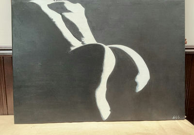 Black and white painting of a woman's backside by Local PT Artist - Image 1 of 5