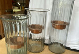 Three Tall Glass With Copper Candle Holders - thumbnail 3 of 3