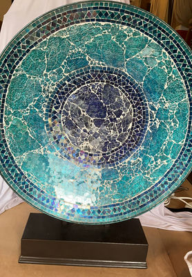 Sapphire Mosaic Glass Plate In Stand - Image 1 of 4