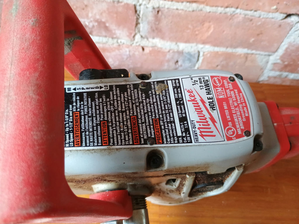 Milwaukee Hole Hawg electric drill with safety helmet - image 2 of 4