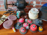 Vintage bench grinder with assorted grinding and polishing wheels - thumbnail 2 of 3