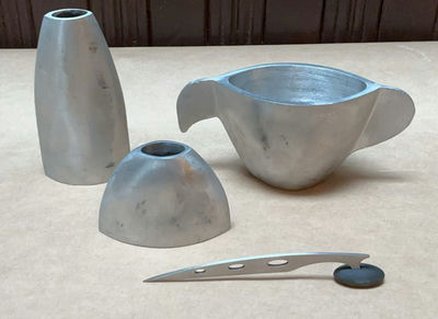 Cast Aluminun Vessels And A Cheese Knife - Image 1 of 4