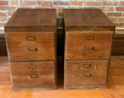 Two Vintage Wood File Cabinets - Image 1 of 8