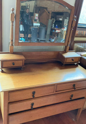 Vintage Oak Dresser With Mirror - Image 1 of 8
