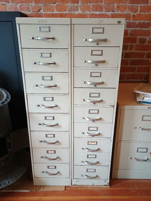 Two vintage Library metal file cabinets - Image 1 of 7