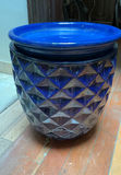 Blue Ceramic Planter Pot With Saucer - thumbnail 3 of 3