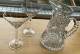 Cut-glass pitcher with two stem glasses - thumbnail 1 of 3
