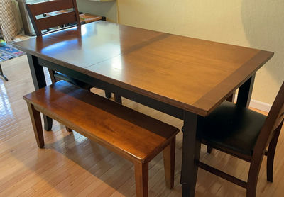 Pottery Barn Dining Room Table, Chairs And Benches - Image 1 of 11