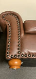 Brown Faux Leather Loveseat, brass stud trim - thumbnail 5 of 8