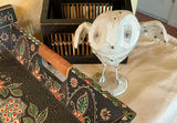 Decorative patterned tray with glassware, vases, bird sculpture and crate - thumbnail 6 of 8