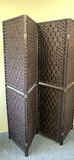 Four Panel, Brown Woven Folding Screen - thumbnail 2 of 4