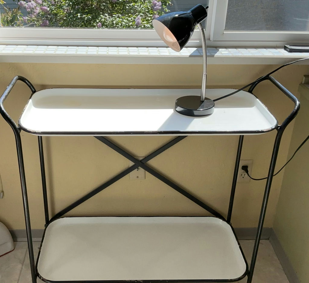 White And Black Enamel Rolling Cart - image 1 of 4