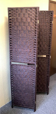 Four Panel, Brown Woven Folding Screen - Image 1 of 4