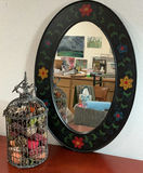 Colorful, Oval Mirror, And Decorative Wire Container - thumbnail 1 of 4