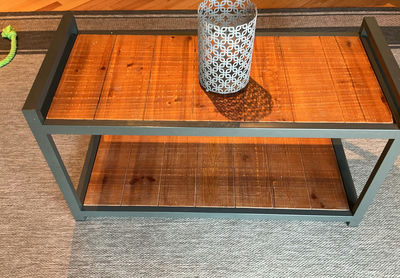 Grey Metal & Wood Coffee Table, Grey metal Candle Holder - Image 1 of 4