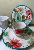 Teal Floral Ceramic Dinnerware Set - thumbnail 5 of 8
