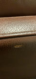 Brown Faux Leather Loveseat, brass stud trim - thumbnail 6 of 8