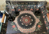 Decorative patterned tray with glassware, vases, bird sculpture and crate - thumbnail 2 of 8