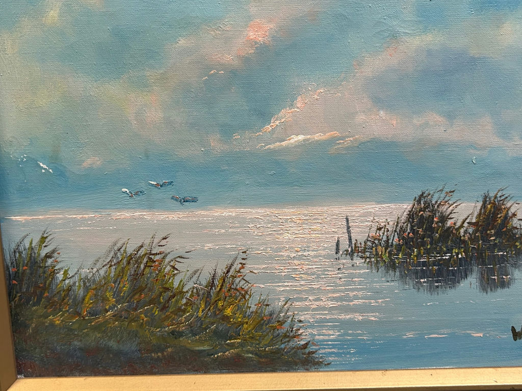 Signed Landscape Marshland Oil Painting  - image 4 of 5