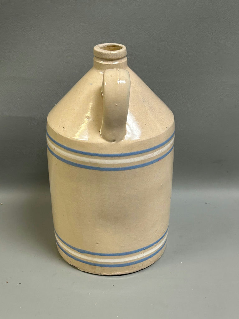 Antique Blue & White Stripe Stoneware Jug - image 3 of 6