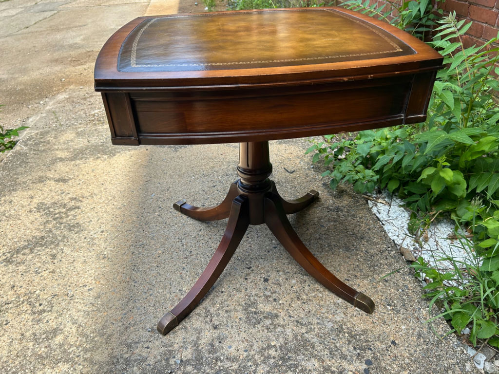 Mid-Century Leather Top One Drawer Table - image 6 of 6