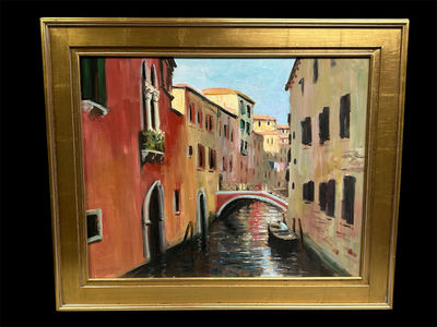 Signed Venice Canal Oil Painting - Image 1 of 6
