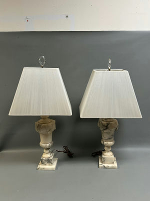 Vintage Alabaster Lamps - Image 1 of 6