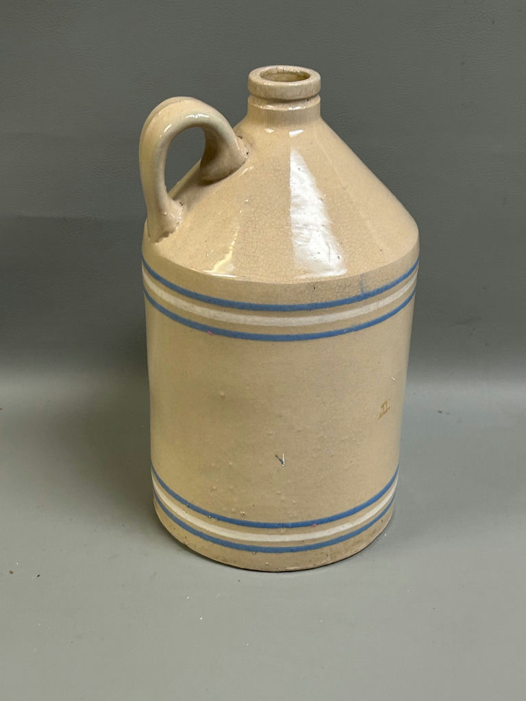 Antique Blue & White Stripe Stoneware Jug - image 6 of 6