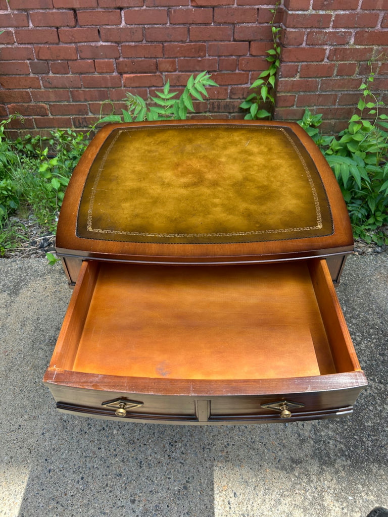 Mid-Century Leather Top One Drawer Table  - image 4 of 6