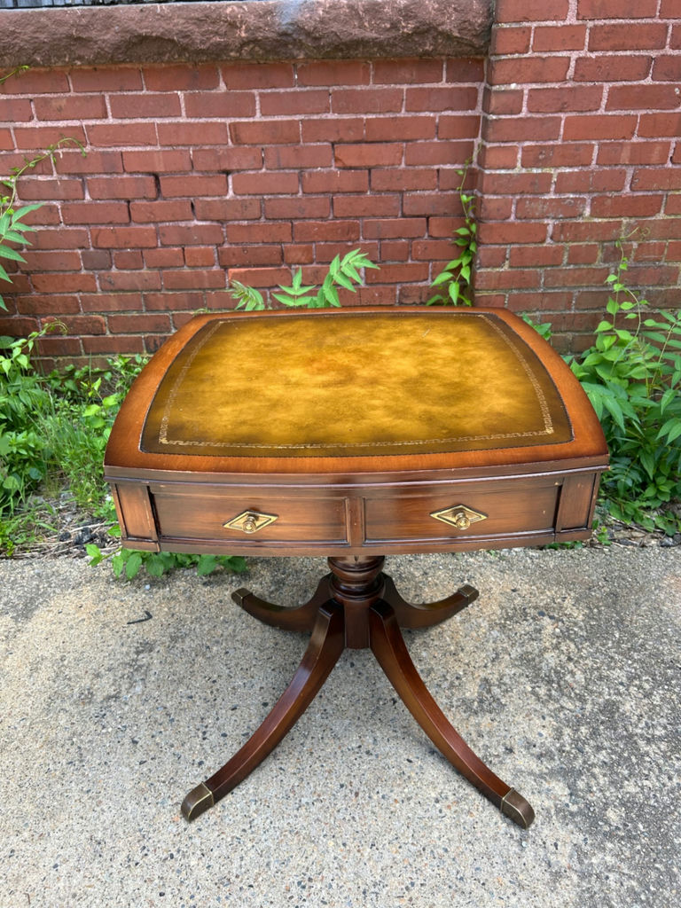 Mid-Century Leather Top One Drawer Table - image 1 of 6
