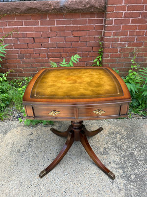 Mid-Century Leather Top One Drawer Table  - Image 1 of 6
