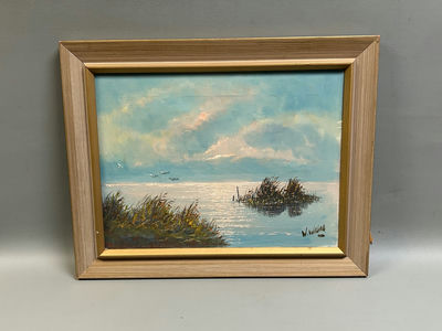 Signed Landscape Marshland Oil Painting  - Image 1 of 5