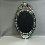 Venetian Glass Oval Mirror Made in France - thumbnail 1 of 6