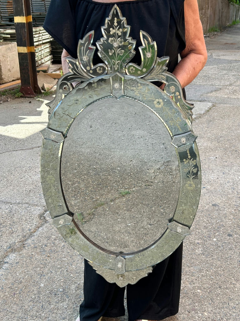 Venetian Glass Oval Mirror Made in France  - image 2 of 6