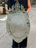 Venetian Glass Oval Mirror Made in France  - thumbnail 2 of 6