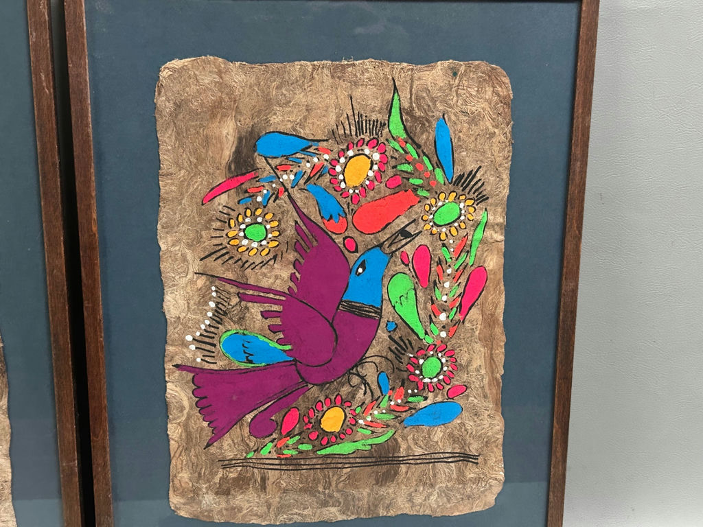 Vintage Amate Paintings on Bark Paper - image 3 of 5