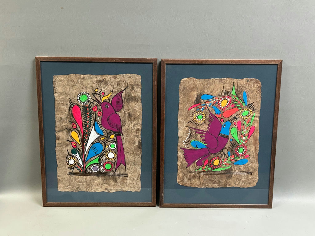 Vintage Amate Paintings on Bark Paper  - image 1 of 5
