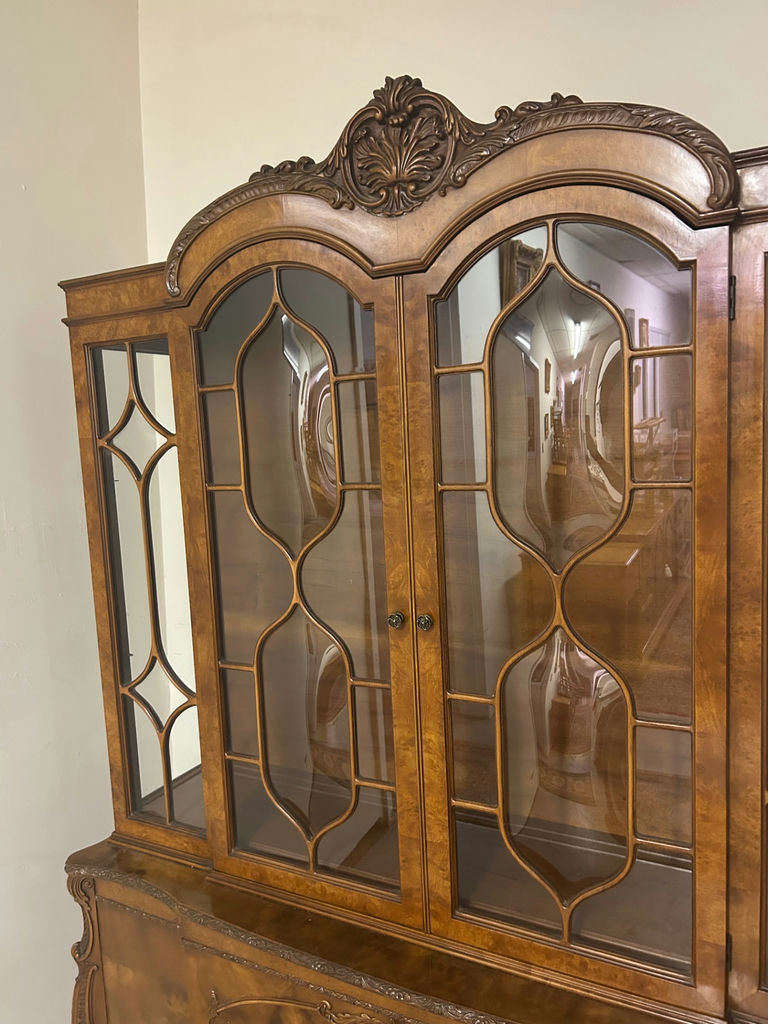 20th Century Burlwood Carved Hutch China Cabinet  - image 8 of 8