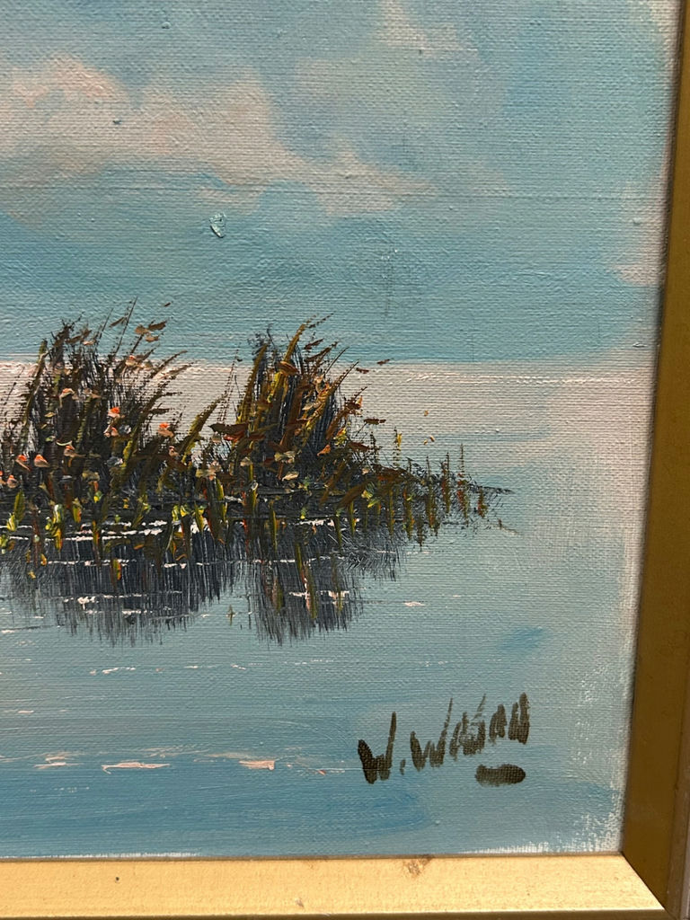 Signed Landscape Marshland Oil Painting  - image 2 of 5