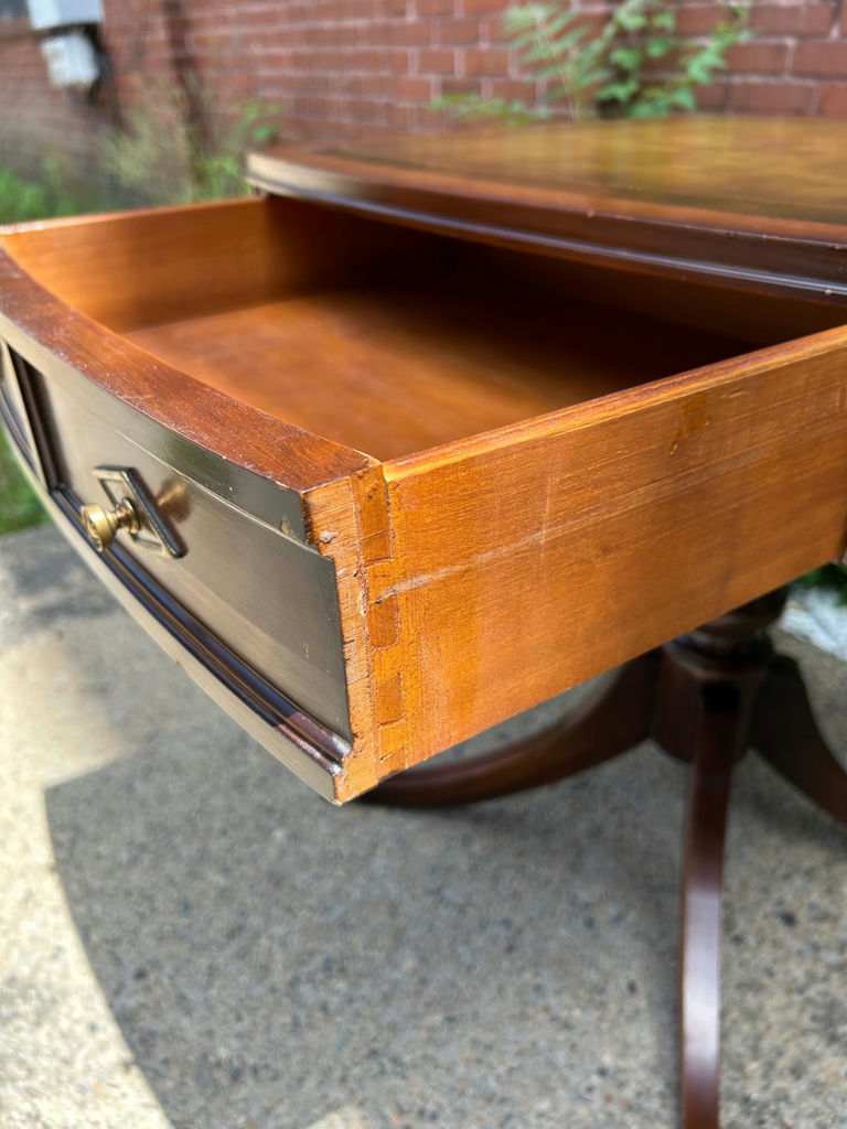 Mid-Century Leather Top One Drawer Table - image 3 of 6