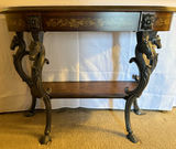 Ornate two-tier console table with horse-head legs - thumbnail 2 of 6