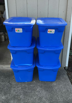 Stacked Plastic Storage Totes and Bins - Image 1 of 7
