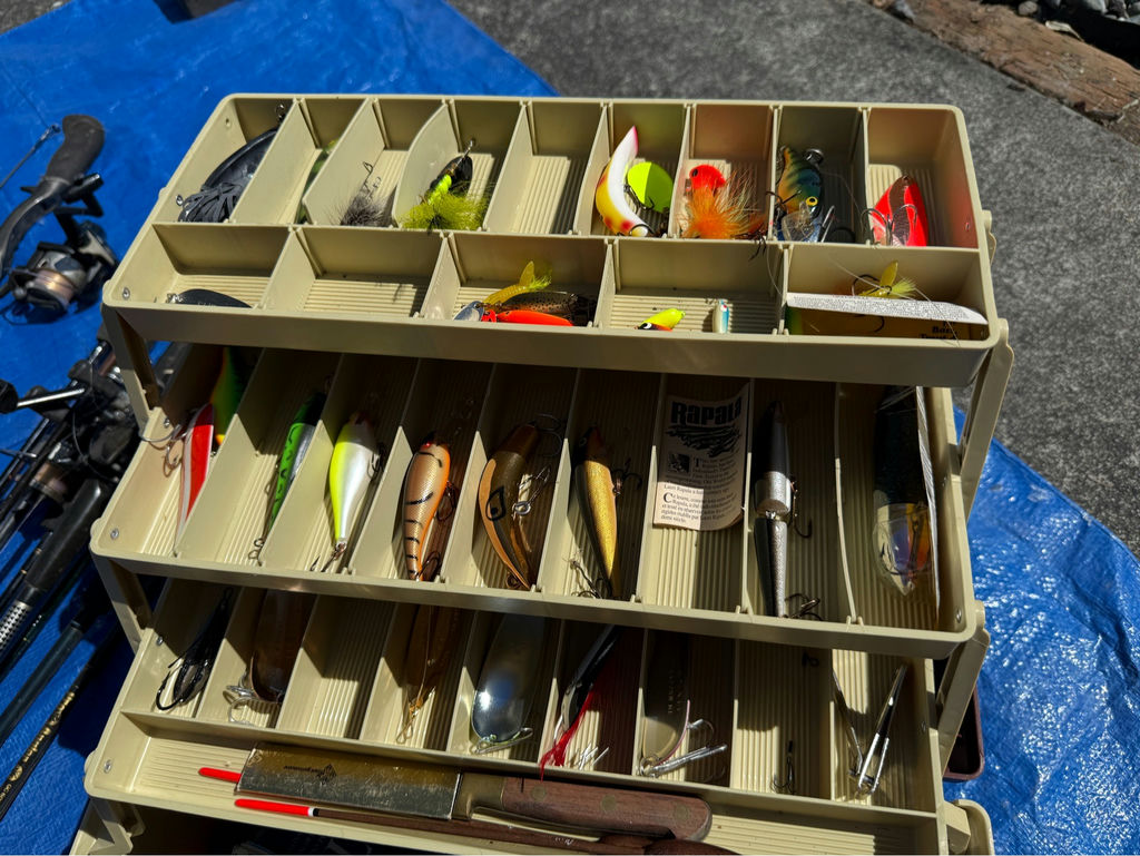 Collection of fishing rods, reels, and tackle - image 4 of 14