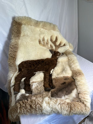 Sheep skin throw with Deer Design - Image 1 of 5