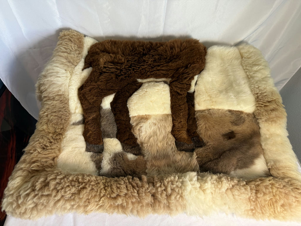 Sheep skin throw with Deer Design - image 4 of 5