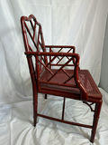 Vintage Chinese Chippendale Faux Bamboo Chair, Red - thumbnail 3 of 5
