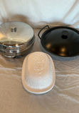 Le Crueset Pan, Farberware Electric Skillet, and ceramic rooster dish - thumbnail 1 of 7