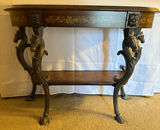 Ornate two-tier console table with horse-head legs - thumbnail 1 of 6