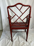 Vintage Chinese Chippendale Faux Bamboo Chair, Red - thumbnail 4 of 5