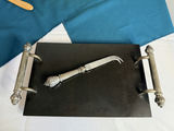 Wooden cutting boards, spoon, and ornate serving tray with cheese knife - thumbnail 3 of 3